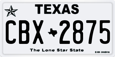 TX license plate CBX2875