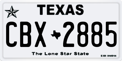 TX license plate CBX2885