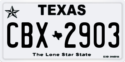 TX license plate CBX2903
