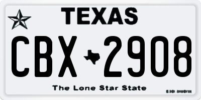 TX license plate CBX2908