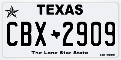 TX license plate CBX2909
