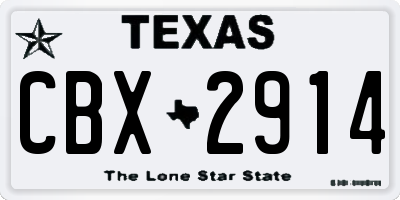 TX license plate CBX2914