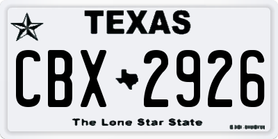TX license plate CBX2926