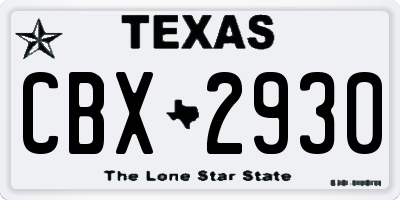 TX license plate CBX2930