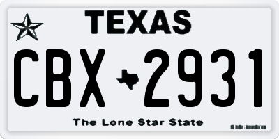 TX license plate CBX2931