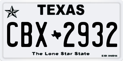 TX license plate CBX2932