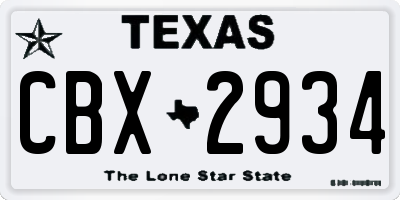 TX license plate CBX2934