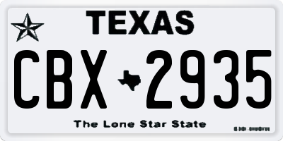 TX license plate CBX2935