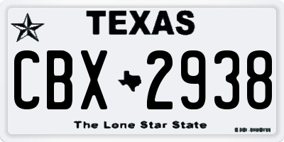 TX license plate CBX2938