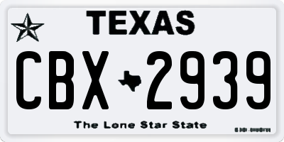 TX license plate CBX2939