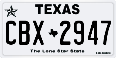 TX license plate CBX2947