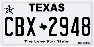 TX license plate CBX2948