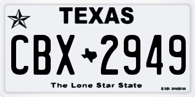 TX license plate CBX2949