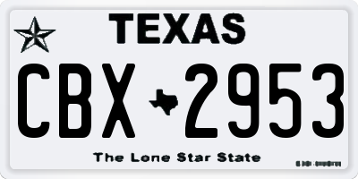 TX license plate CBX2953