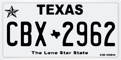 TX license plate CBX2962