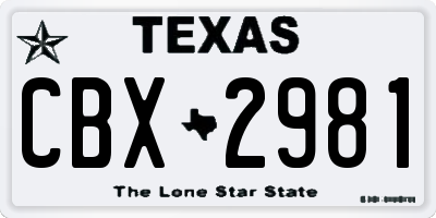 TX license plate CBX2981