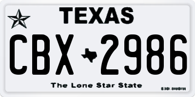 TX license plate CBX2986