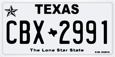 TX license plate CBX2991
