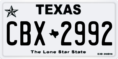 TX license plate CBX2992