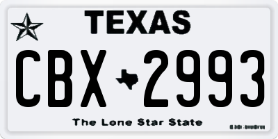 TX license plate CBX2993