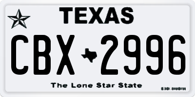 TX license plate CBX2996