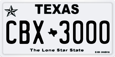 TX license plate CBX3000