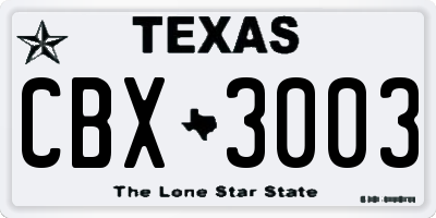 TX license plate CBX3003
