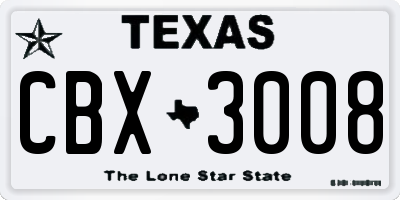 TX license plate CBX3008
