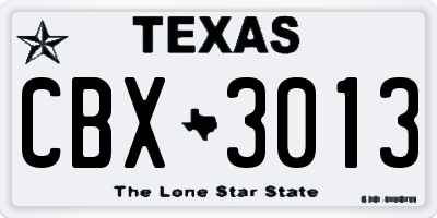 TX license plate CBX3013