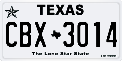 TX license plate CBX3014