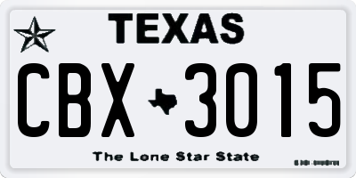 TX license plate CBX3015
