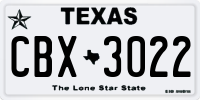 TX license plate CBX3022