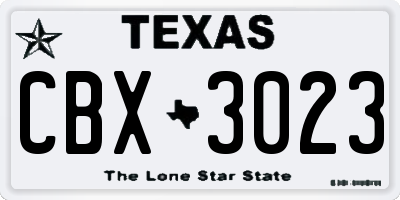 TX license plate CBX3023