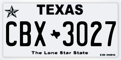 TX license plate CBX3027