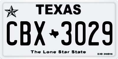 TX license plate CBX3029