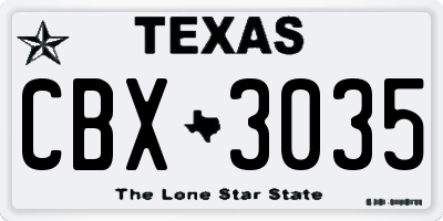 TX license plate CBX3035