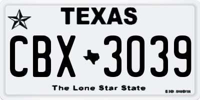 TX license plate CBX3039