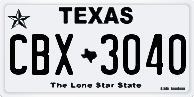 TX license plate CBX3040
