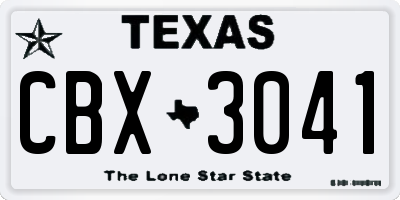 TX license plate CBX3041
