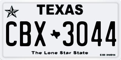 TX license plate CBX3044