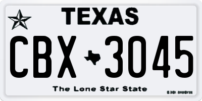 TX license plate CBX3045