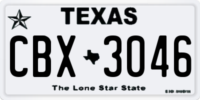 TX license plate CBX3046
