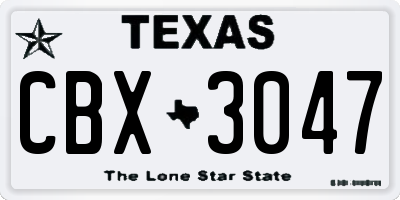 TX license plate CBX3047