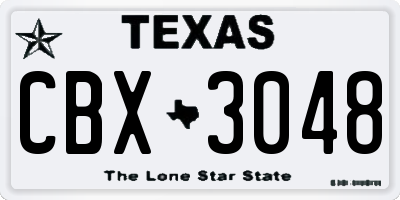 TX license plate CBX3048