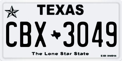 TX license plate CBX3049