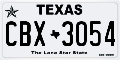TX license plate CBX3054