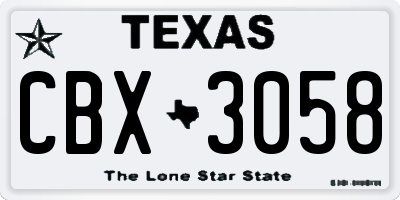 TX license plate CBX3058