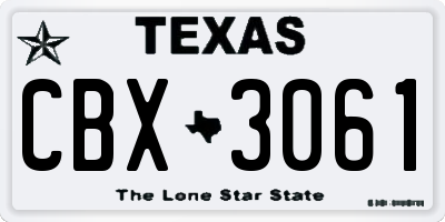 TX license plate CBX3061