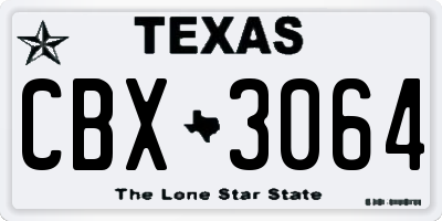 TX license plate CBX3064