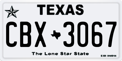 TX license plate CBX3067